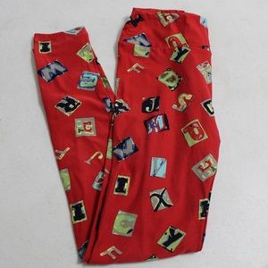 LuLaRoe Leggings OS Red w letters